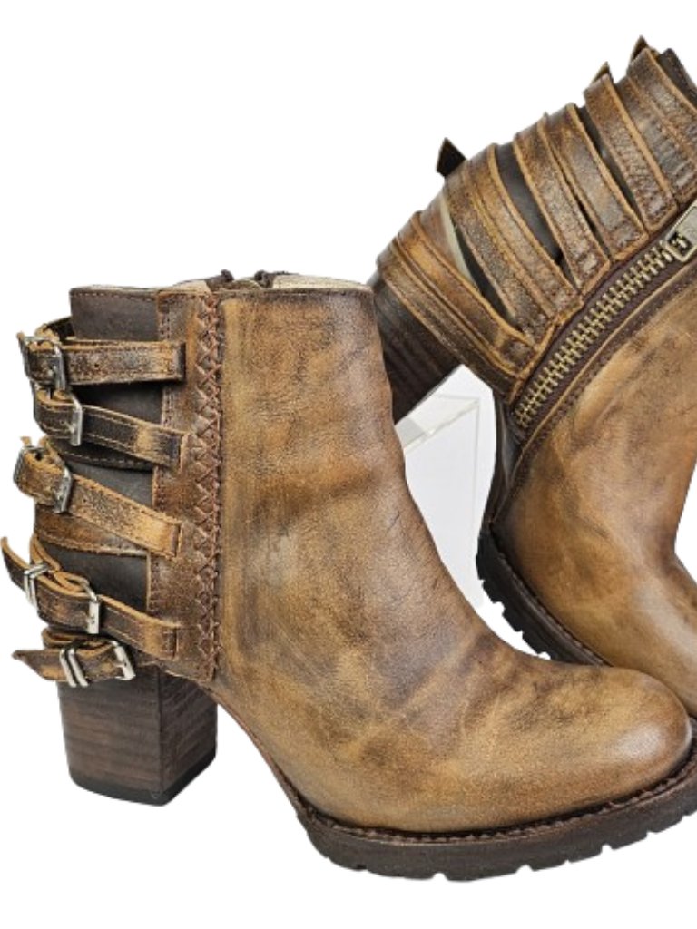 Freebird By Steven Hermosa Womens Us 8 Distressed Brown Leather Ankle Boots